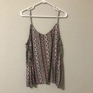 Printed Tank Top with Lace Straps